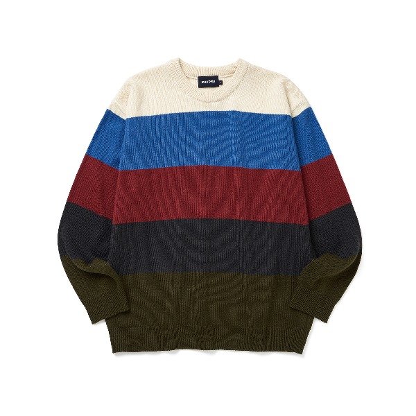 COLOR PANELLED KNIT SWEATER (CHARCOAL)